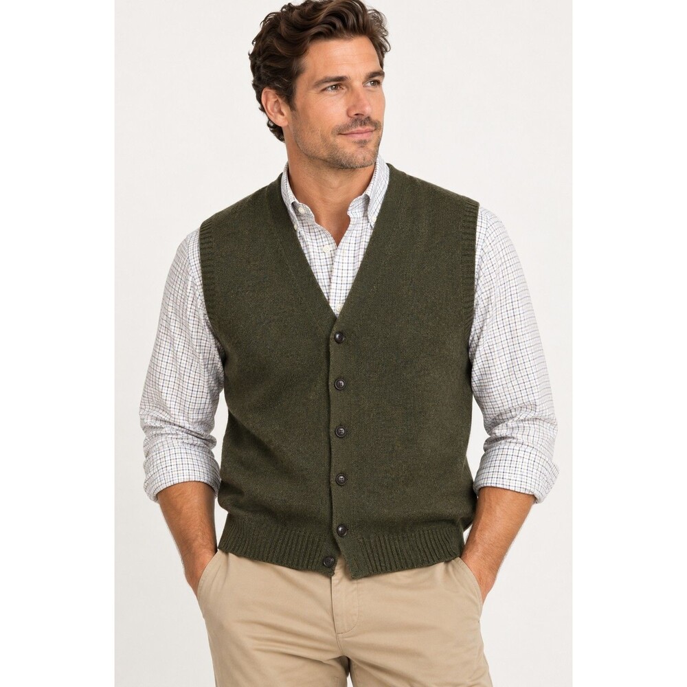 Vintage Brooks Brothers Shetland Wool Sweater Vest Men’s L Green Button Front